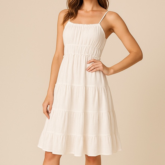 Ocean Drive Dresses & Skirts - 🆕 Ocean Drive Cotton White Tiered Ruffle Midi Sundress Size S